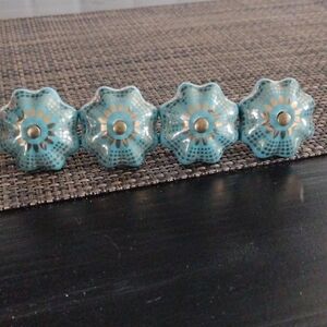 Set Of 4 Glass Painted Knobs Drawer Pulls